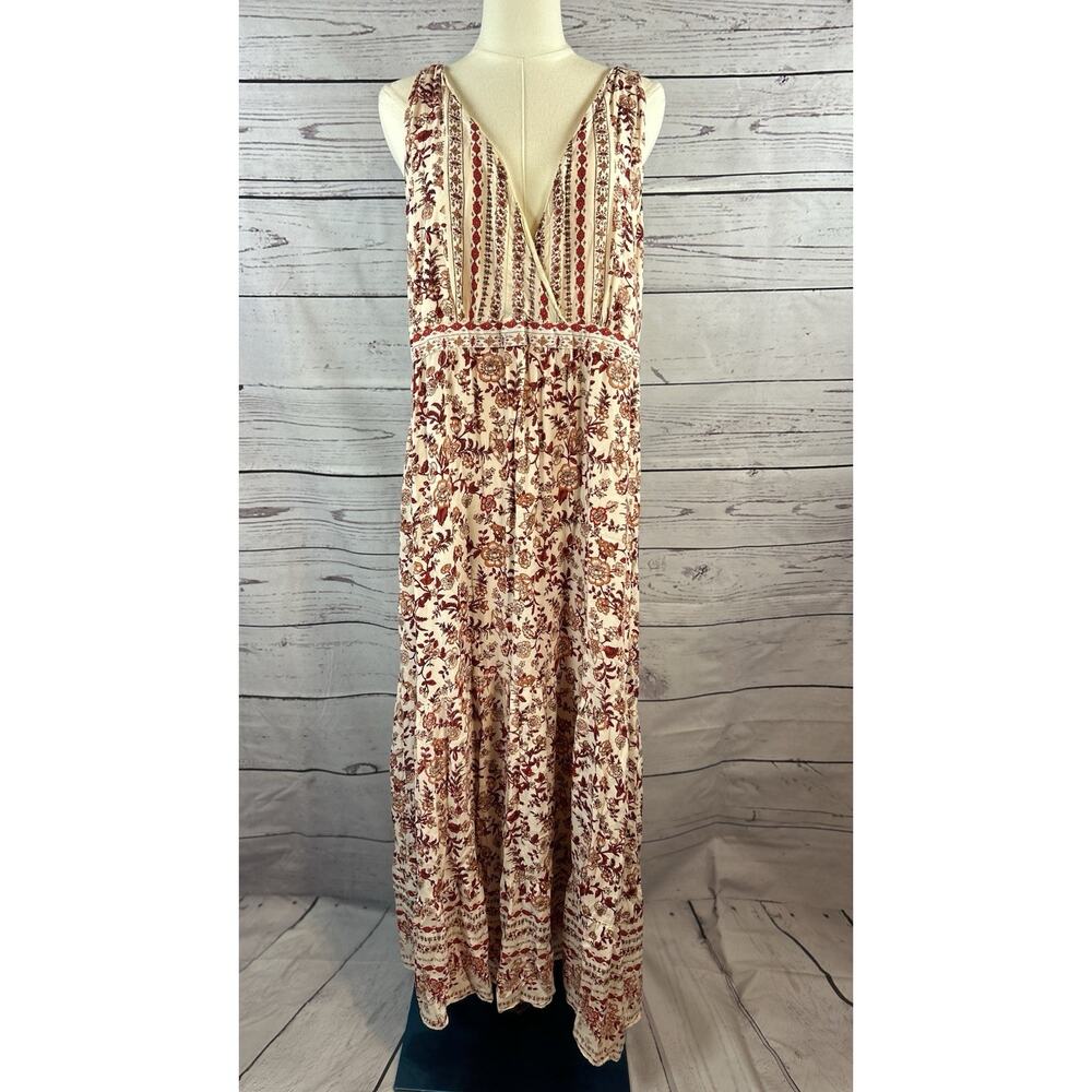 Angie Maxi Dress Womens 3X Floral Print Boho Sleeveless V Neck Flowing